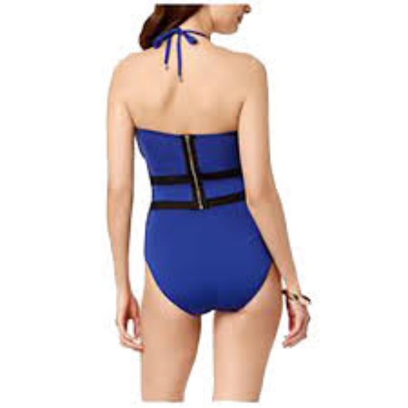 Calvin Klein Colorblocked Mesh Bandeau One-Piece S - Picture 2 of 2